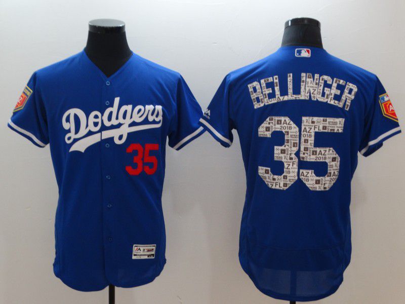 Men Los Angeles Dodgers #35 Bellinger Blue Elite Spring Edition MLB Jerseys
